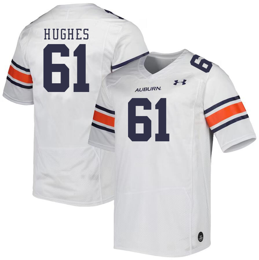 Men #61 Reed Hughes Auburn Tigers College Football Jerseys Stitched-White